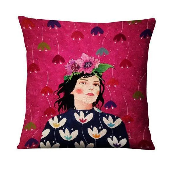 Home Daily Character Painted Linen Pillowcase - Bellarte Enchanté Home Daily Character Painted Linen Pillowcase